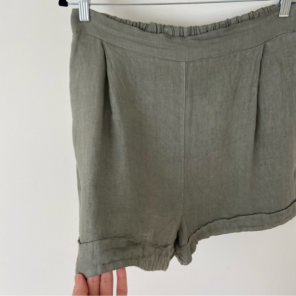 Suzy D London NWT 100% Linen Longline Shorts in Khaki size Large - Picture 7 of 10